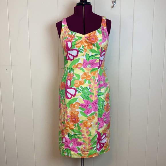 Lilly Pulitzer Dresses & Skirts - Lilly Pulitzer Floral Wiggle Dress 10 Tropical Sleeveless Sheath Party